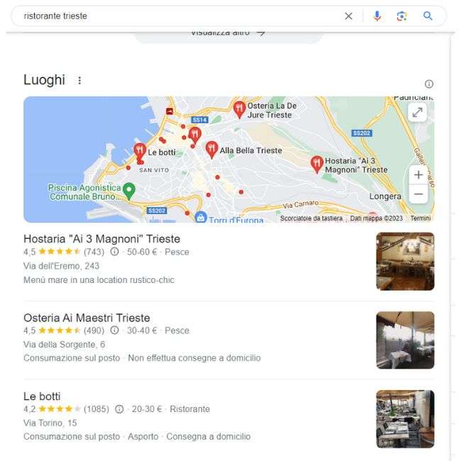 Risultato ricerca Google Business Profile Emme Undici - Google business profile ristorante