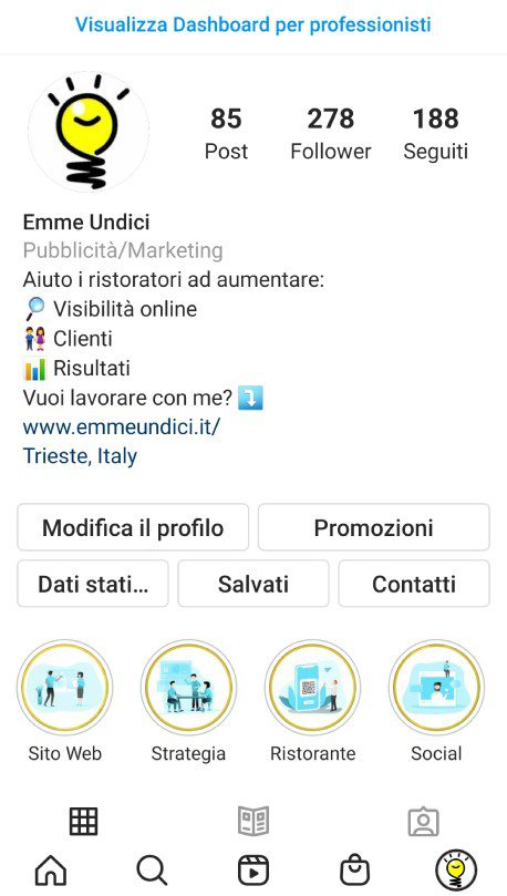 Profilo Instagram Aziendale Profilo Instagram aziendale